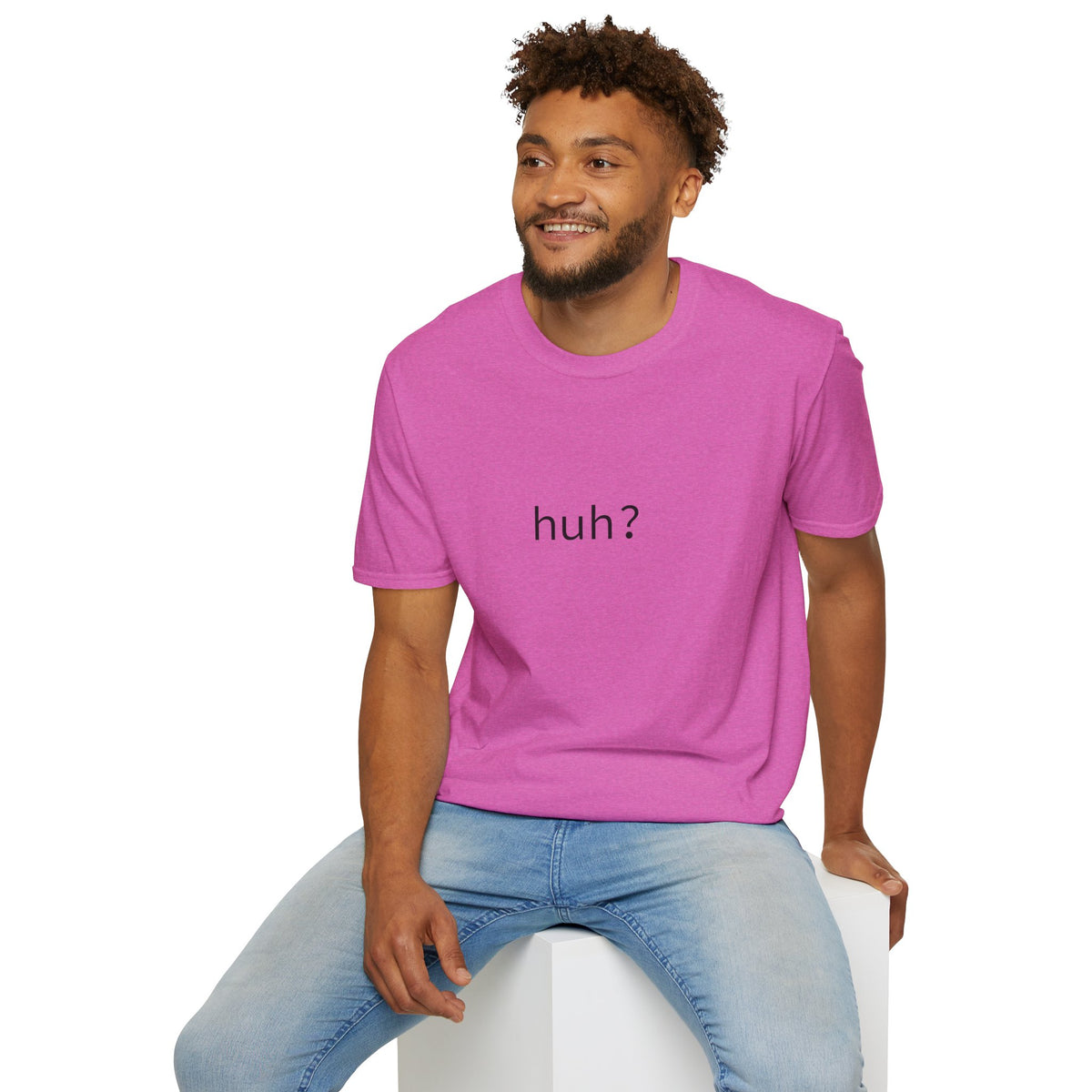 Huh? Minimalist Graphic T‑Shirt — Funny Casual Statement Tee