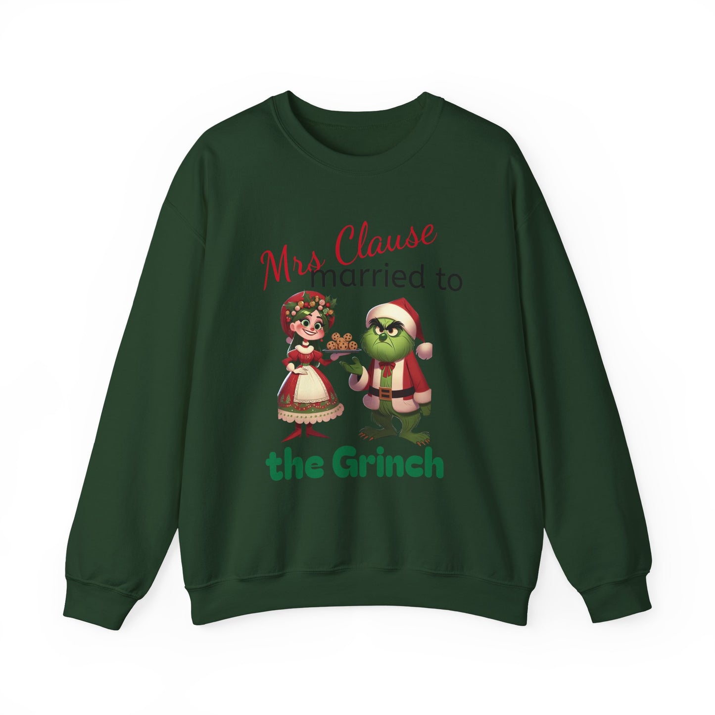 Funny Mrs Clause Married to the Grinch Sweatshirt, Christmas Couples Jumper, Holiday Pullover, Xmas Apparel, Winter Top