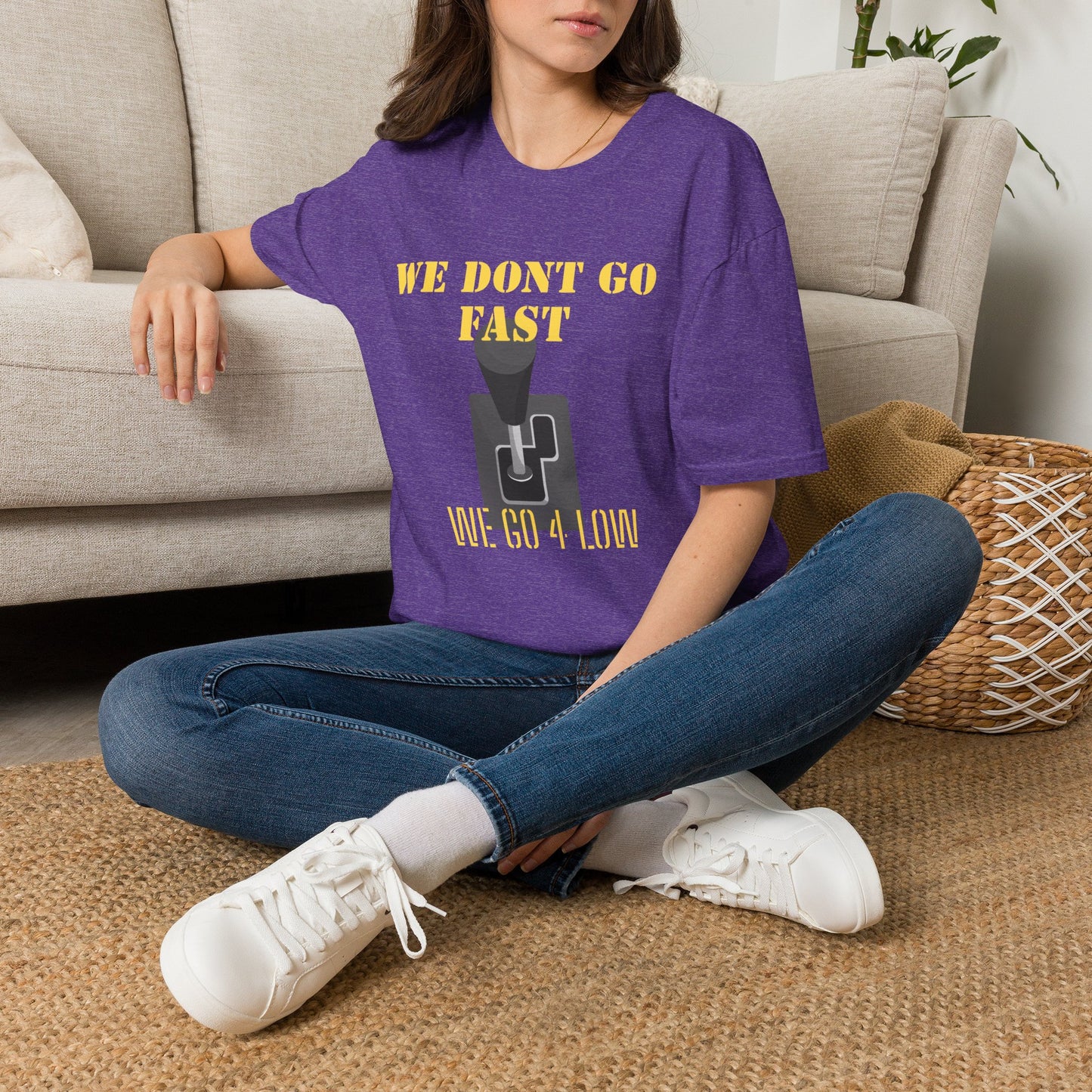T‑Shirt — “We Don’t Go Fast” Retro Gearshift Tee