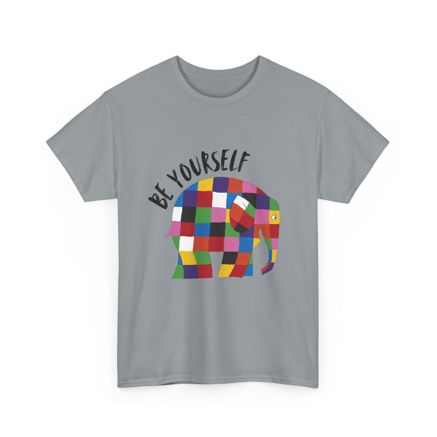 Patchwork Elephant Unisex Tee, Elmer Print Shirt, Graphic Tee, Kids Novelty Shirt, Animal Lover Gift