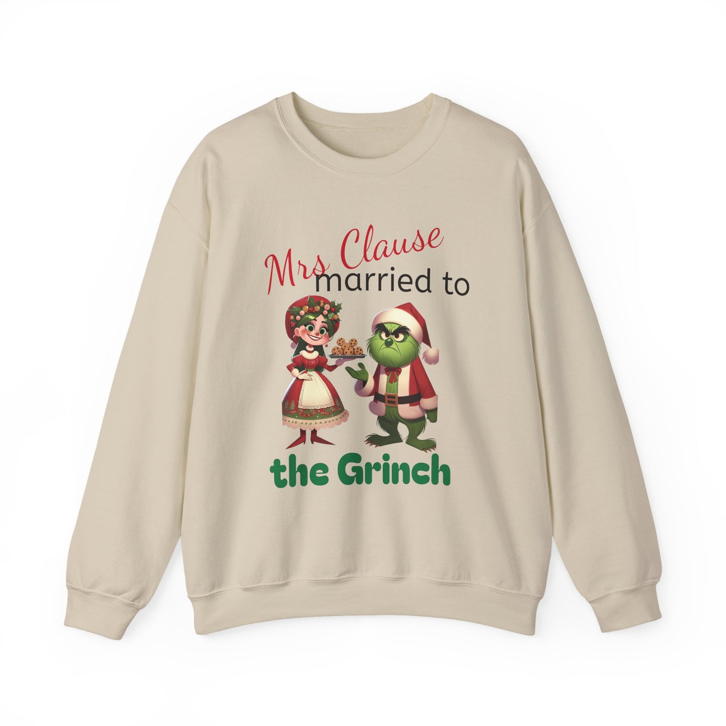 Funny Mrs Clause Married to the Grinch Sweatshirt, Christmas Couples Jumper, Holiday Pullover, Xmas Apparel, Winter Top