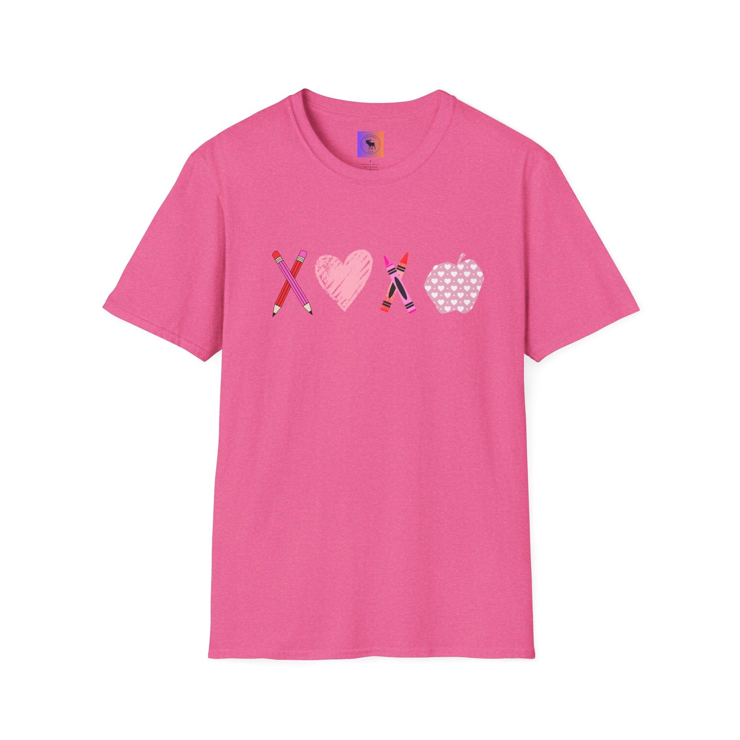 Teacher Valentine T-Shirt — Pencils, Crayon Apple & XOXO