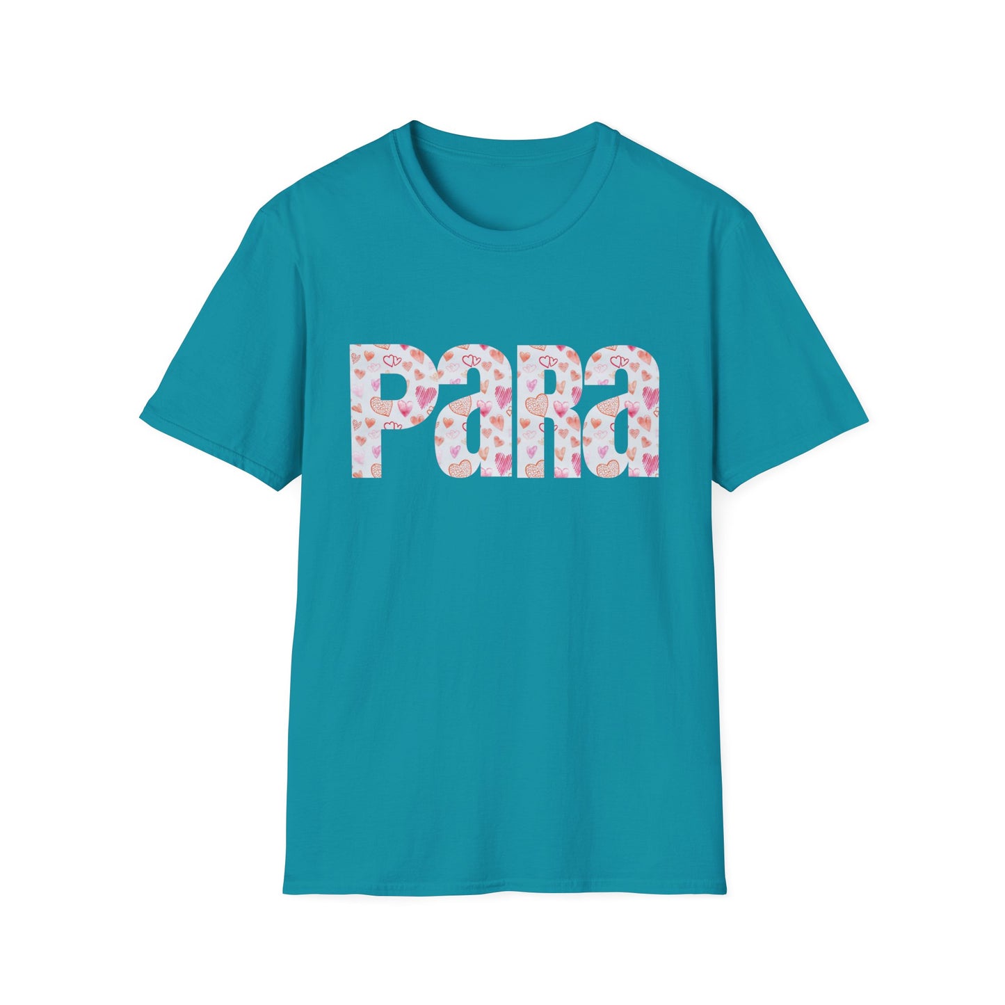 Para heart Text T-Shirt — Pink heart Pattern Graphic Tee