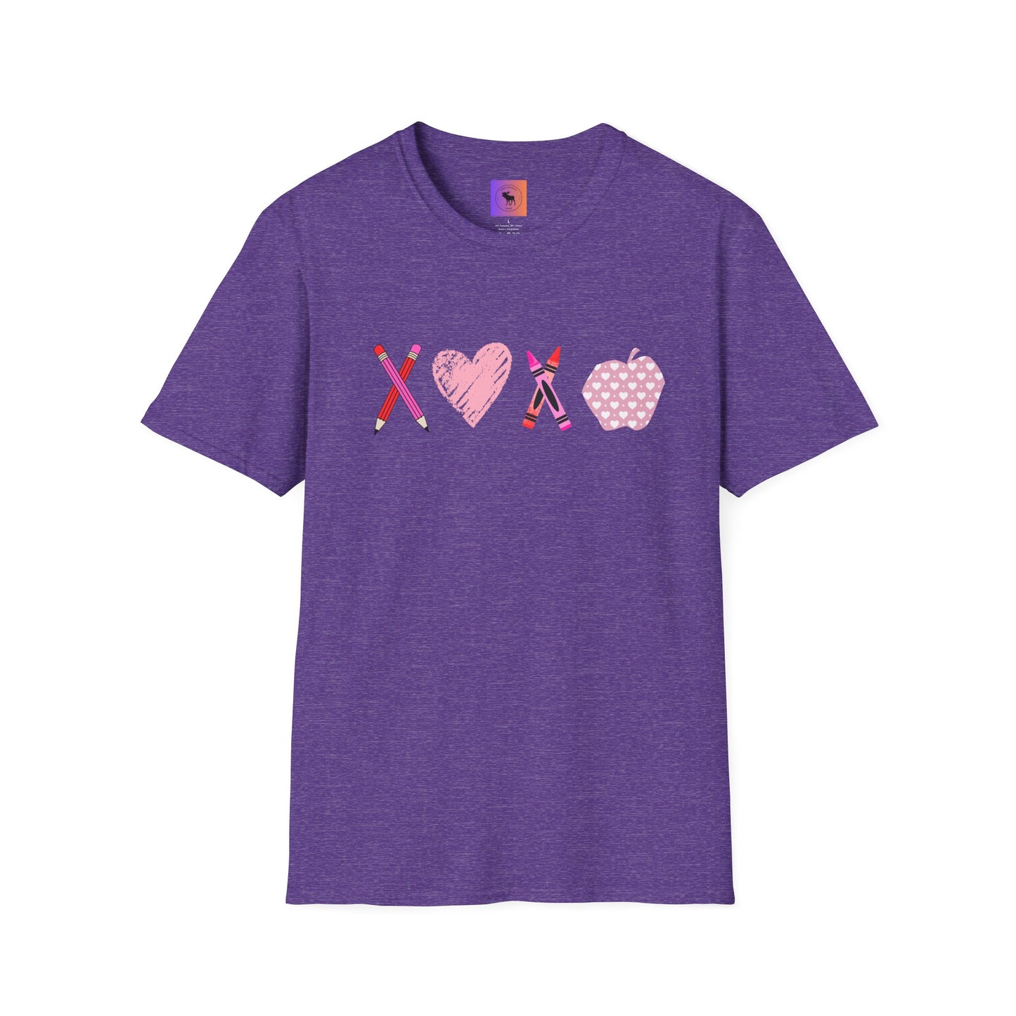 Teacher Valentine T-Shirt — Pencils, Crayon Apple & XOXO