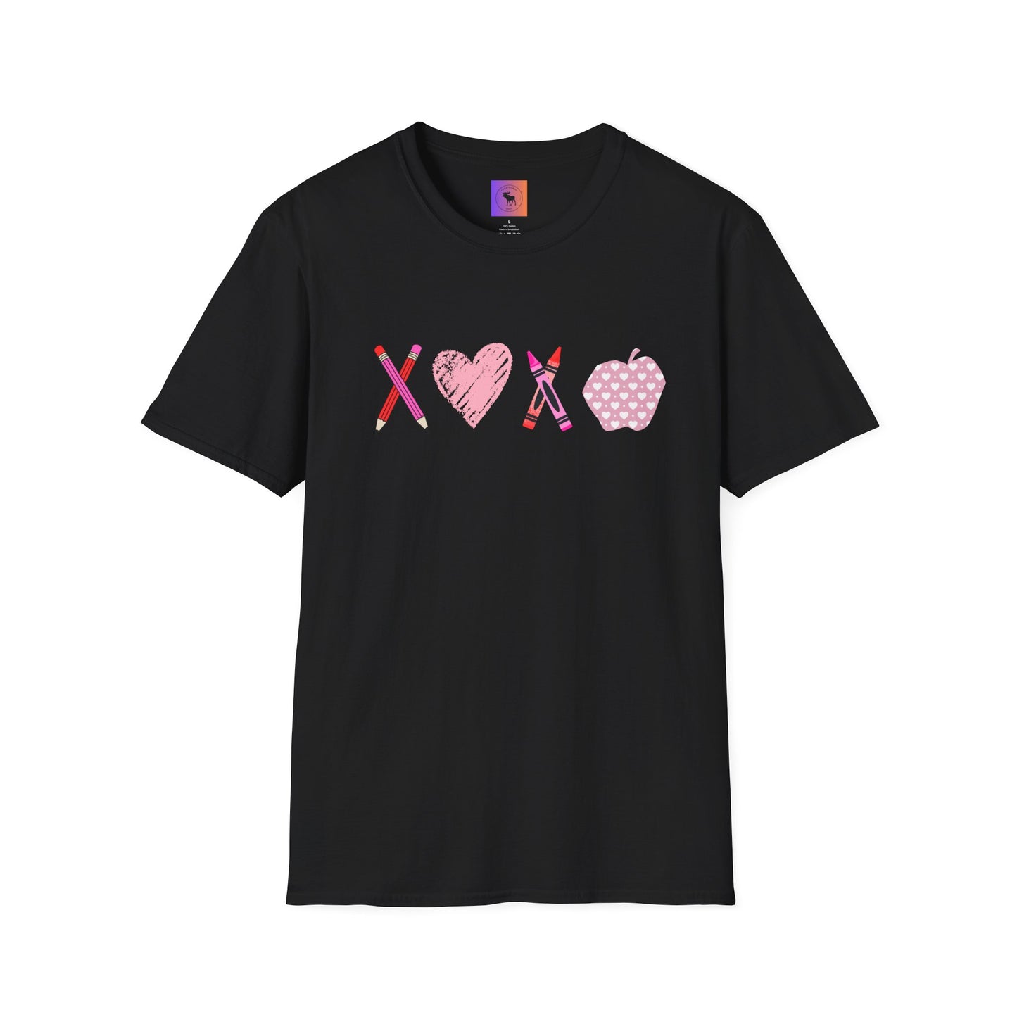 Teacher Valentine T-Shirt — Pencils, Crayon Apple & XOXO