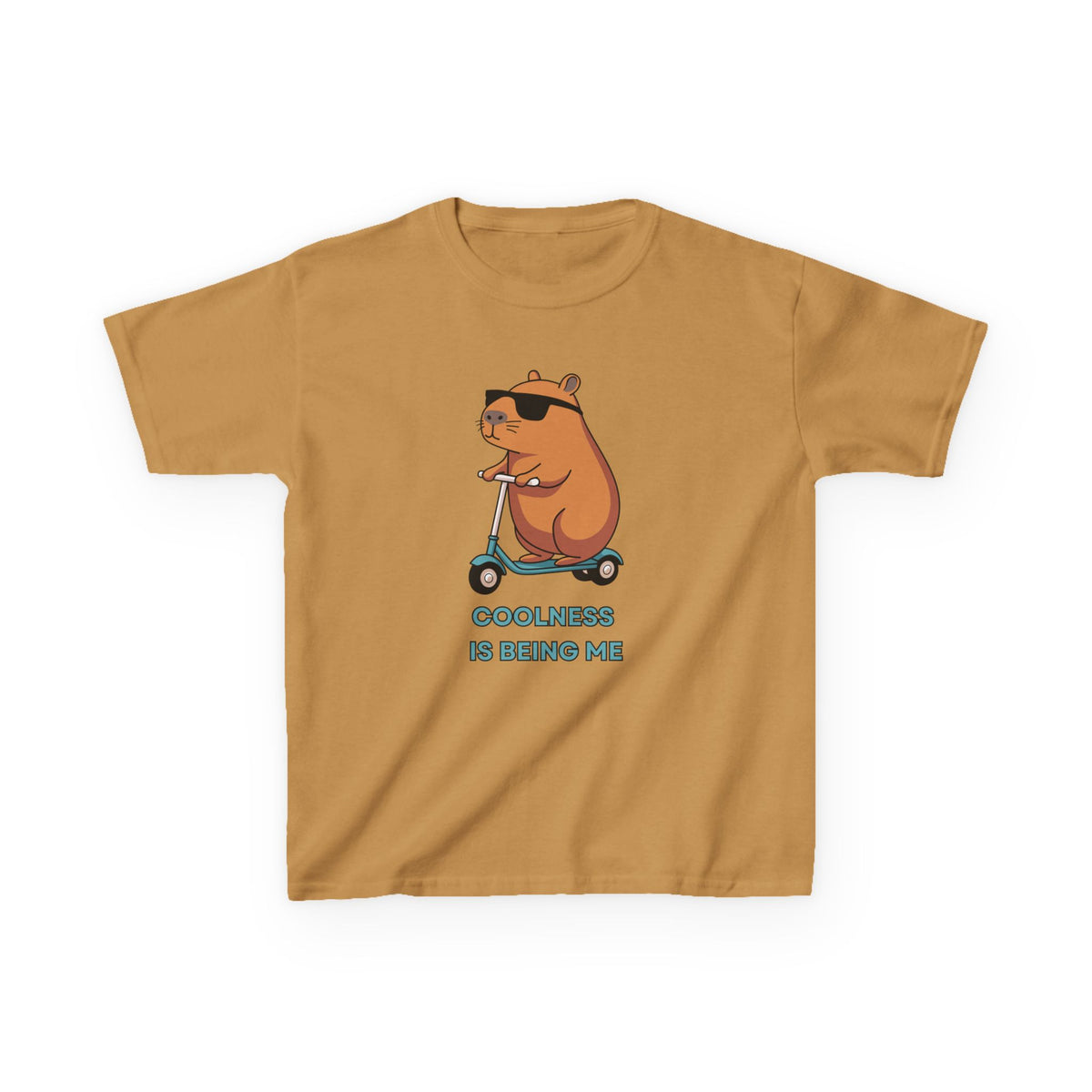Kids Tee — 'Coolness Is Being Me' CAPYBARA on Scooter Cute Graphic T-Shirt
