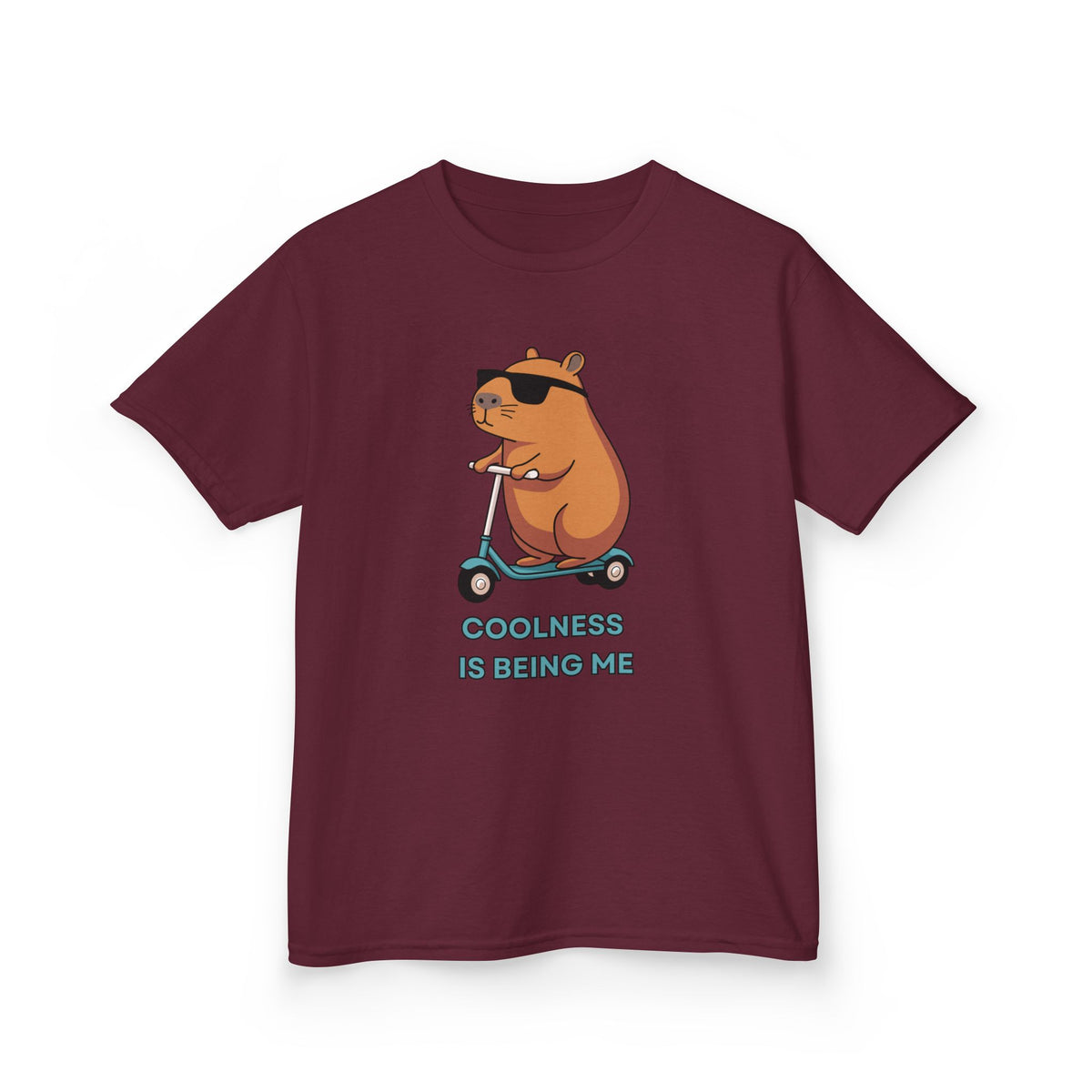 Kids Tee — 'Coolness Is Being Me' CAPYBARA on Scooter Cute Graphic T-Shirt