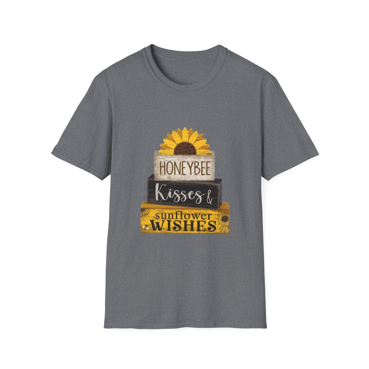 Sunflower & Honeybee T-Shirt — "Honeybee Kisses & Sunflower Wishes" Farmhouse Tee