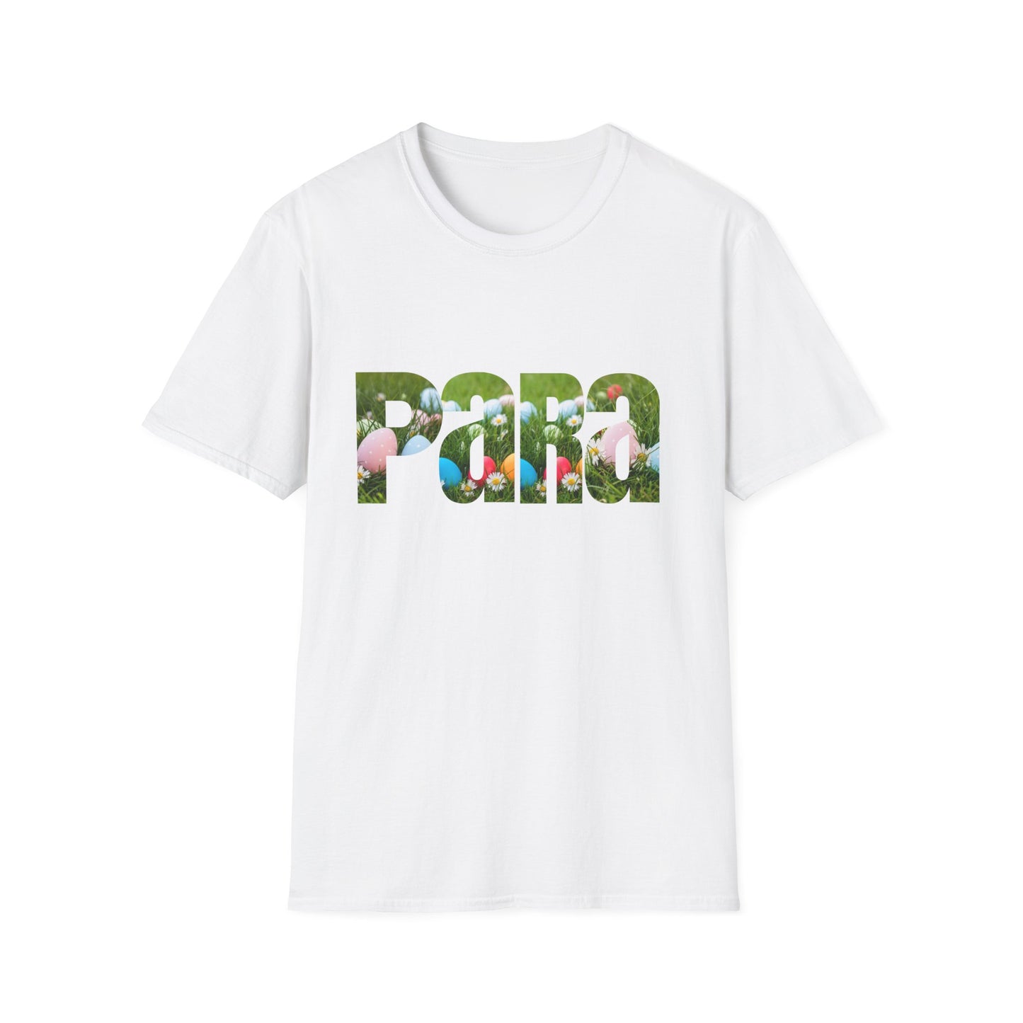 T-Shirt — Floral 'Para' Lettering Tee, easter egg pattern