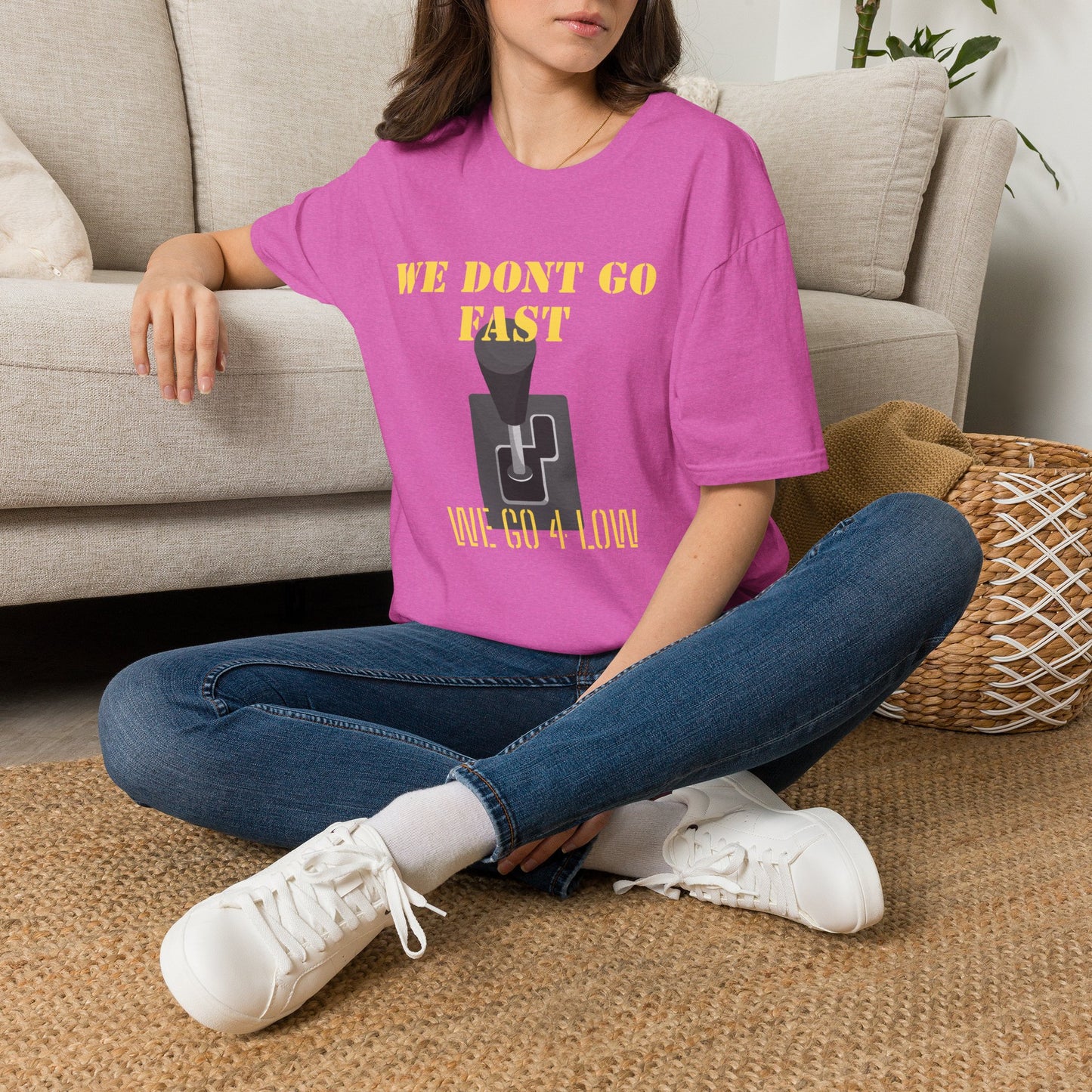 T‑Shirt — “We Don’t Go Fast” Retro Gearshift Tee