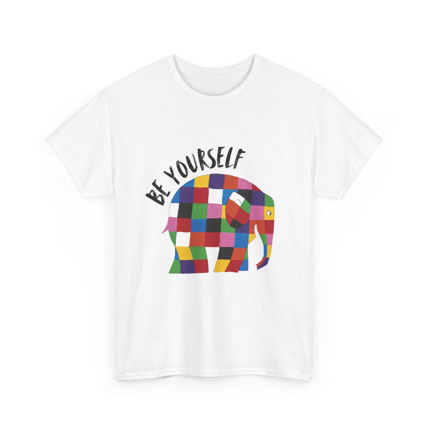 Patchwork Elephant Unisex Tee, Elmer Print Shirt, Graphic Tee, Kids Novelty Shirt, Animal Lover Gift
