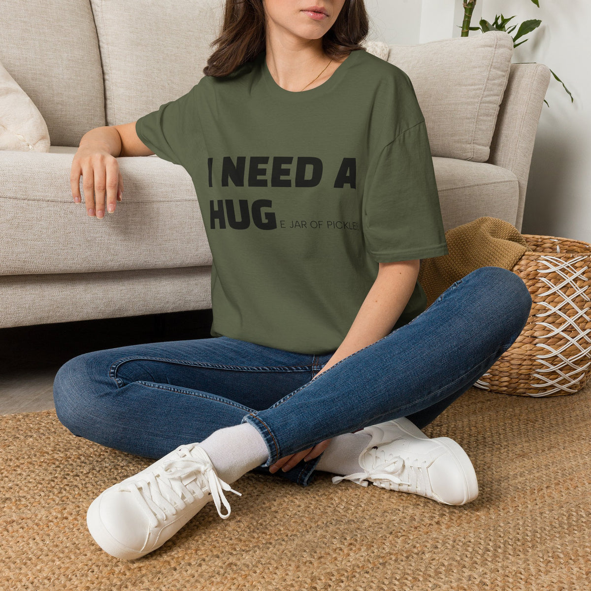 I Need A Hug T-Shirt — Funny "I Need a Hug (or a Jar of Pickles)" Graphic Tee