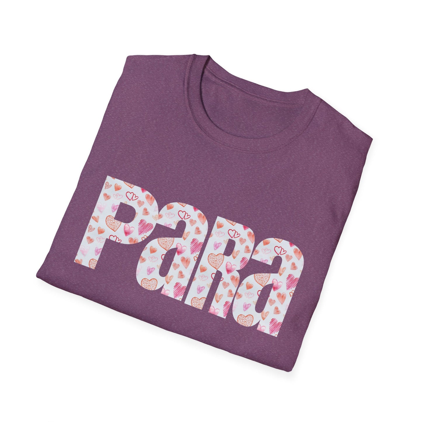 Para heart Text T-Shirt — Pink heart Pattern Graphic Tee