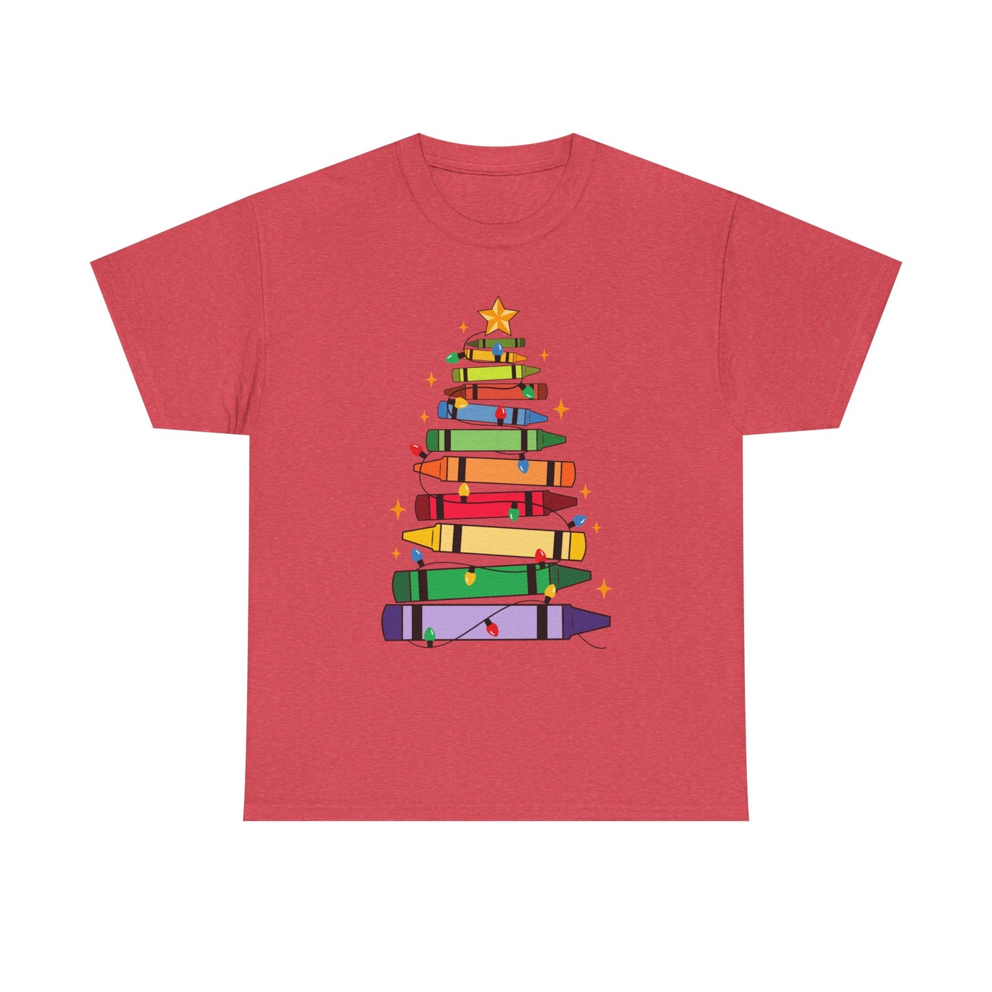 Crayon Tree Teacher Unisex Tee for Christmas Gift, Homeschool T-Shirt, Holiday Apparel, Educator Present, School Tee Shirt