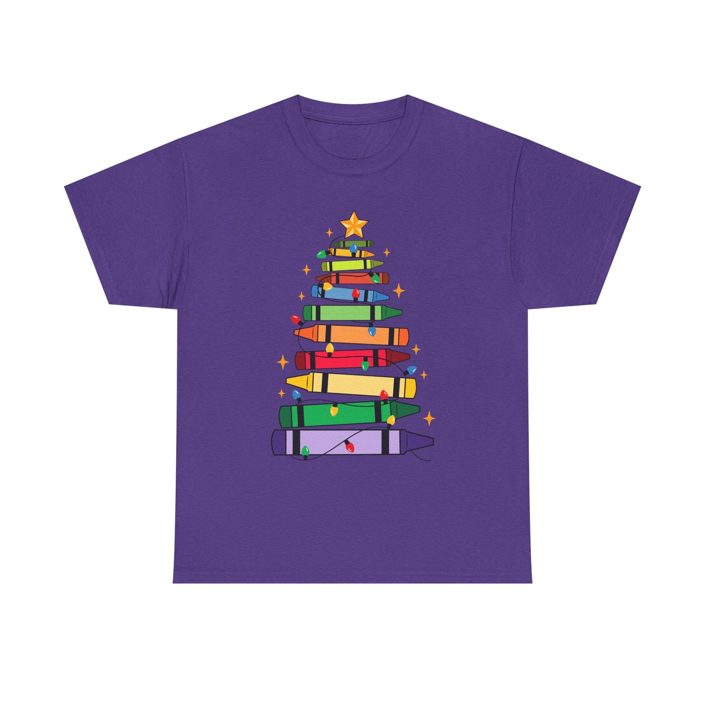 Crayon Tree Teacher Unisex Tee for Christmas Gift, Homeschool T-Shirt, Holiday Apparel, Educator Present, School Tee Shirt
