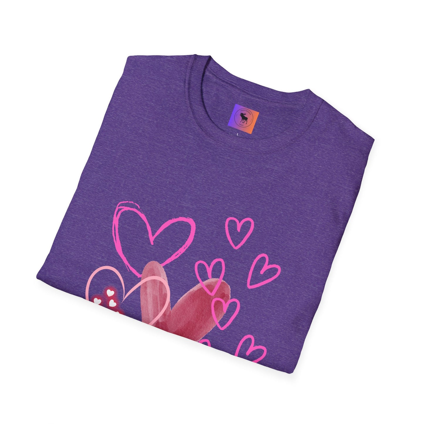 Heart Sketch T-Shirt — Pink Watercolor Hearts Valentine Tee
