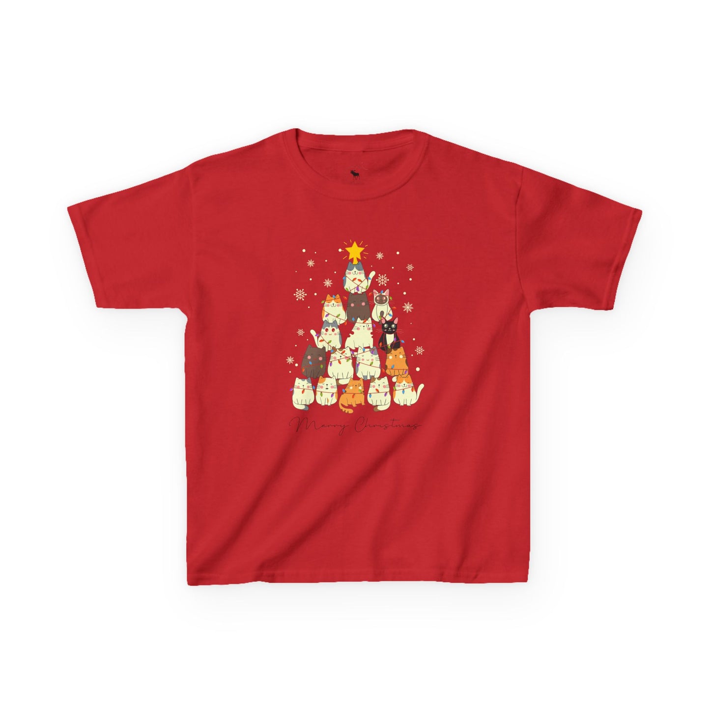 Kids Holiday Cat Tee, Cute Christmas Shirt, Fun Winter Top, Adorable Kids T-Shirt, Festive Animal Apparel, Christmas Gift for Kids