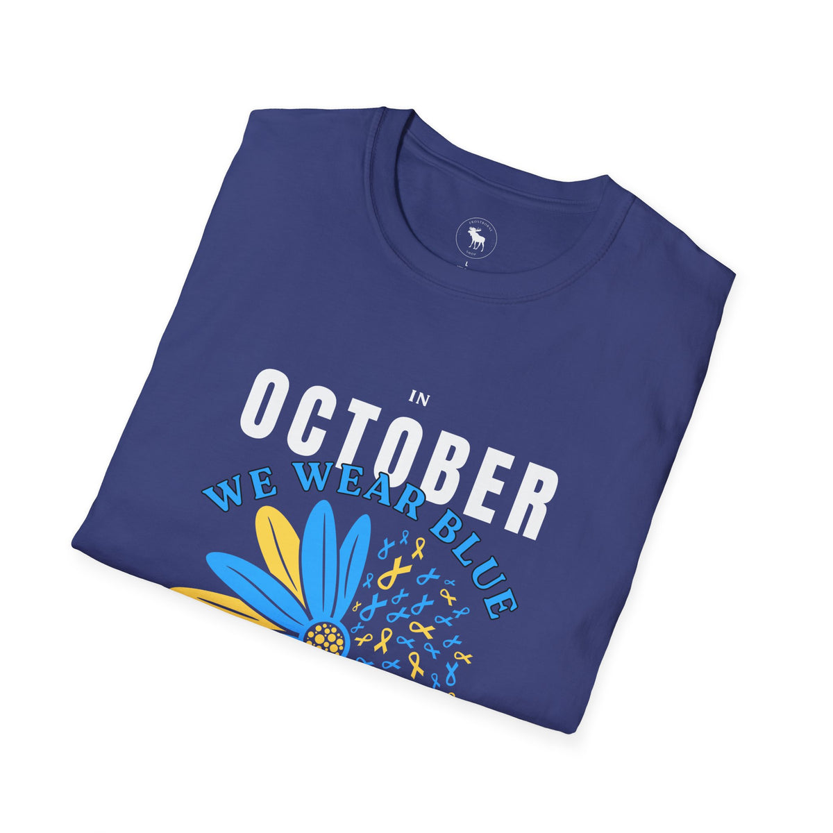 October We Wear Blue and Yellow T-Shirt — Down Syndrome Awareness Daisy Tee