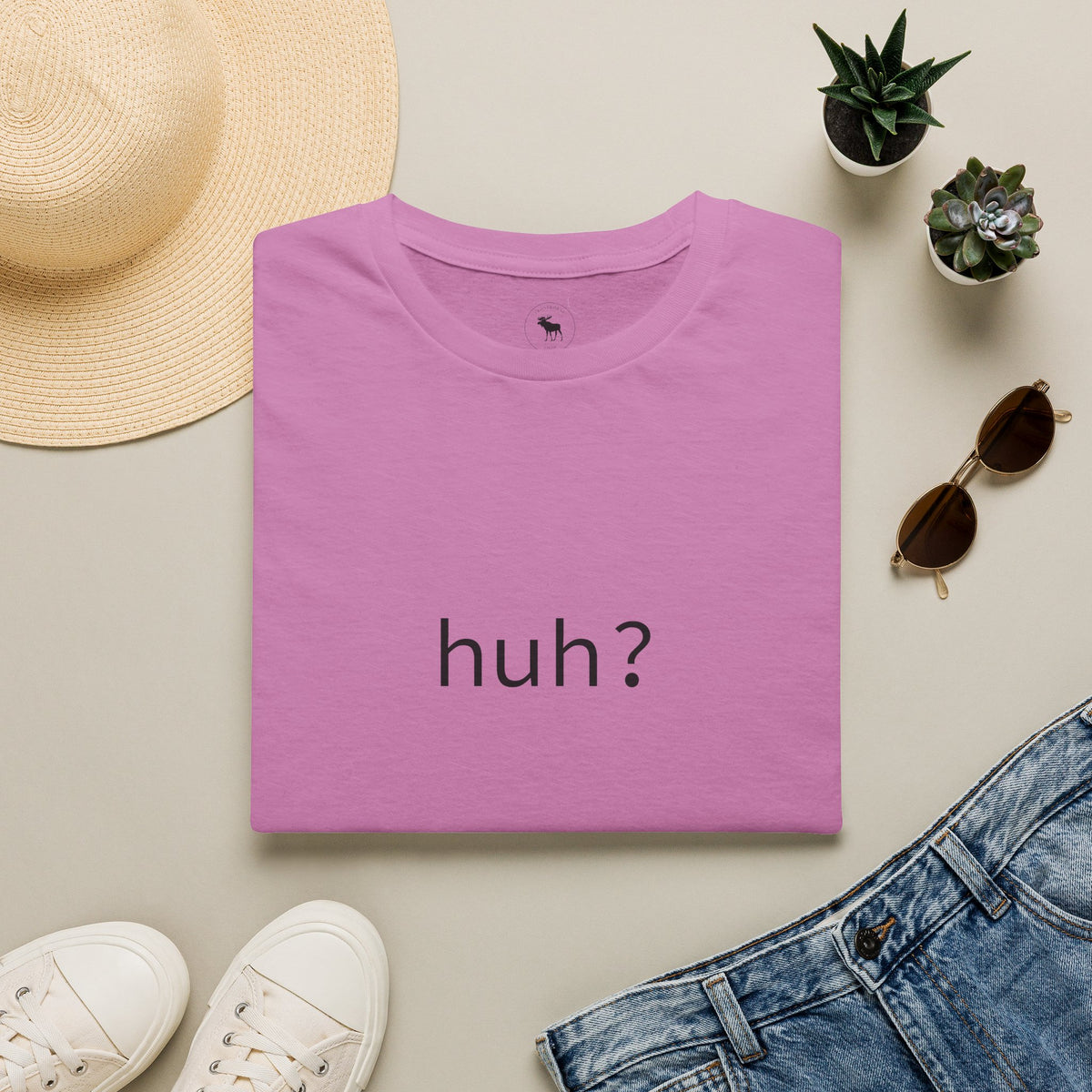 Huh? Minimalist Graphic T‑Shirt — Funny Casual Statement Tee