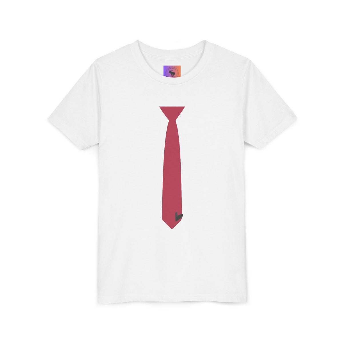 Youth Tie Graphic Tee – Red Necktie Costume Shirt for Kids with heart