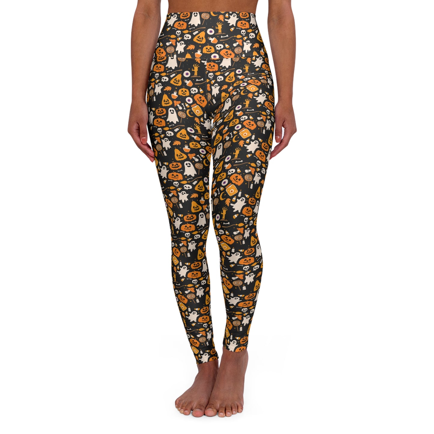 Halloween High Waisted Yoga Leggings, Spooky Workout Pants, Fall Fitness Apparel, Yoga Pants for Women, Halloween Costume Leggings