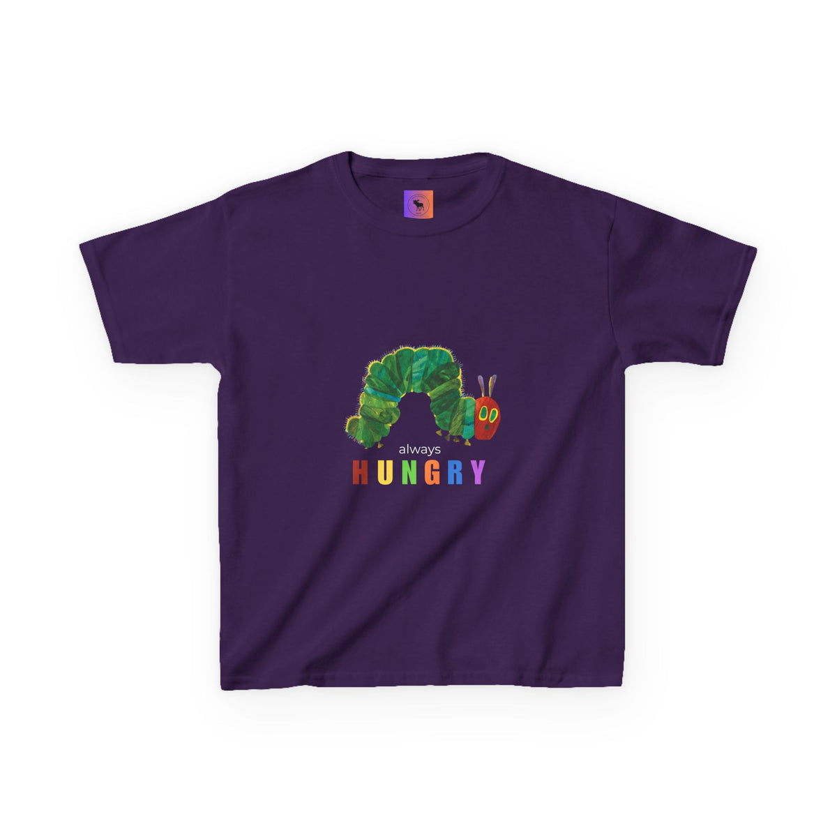 Kids Tee — "Always Hungry" Colorful Caterpillar Graphic