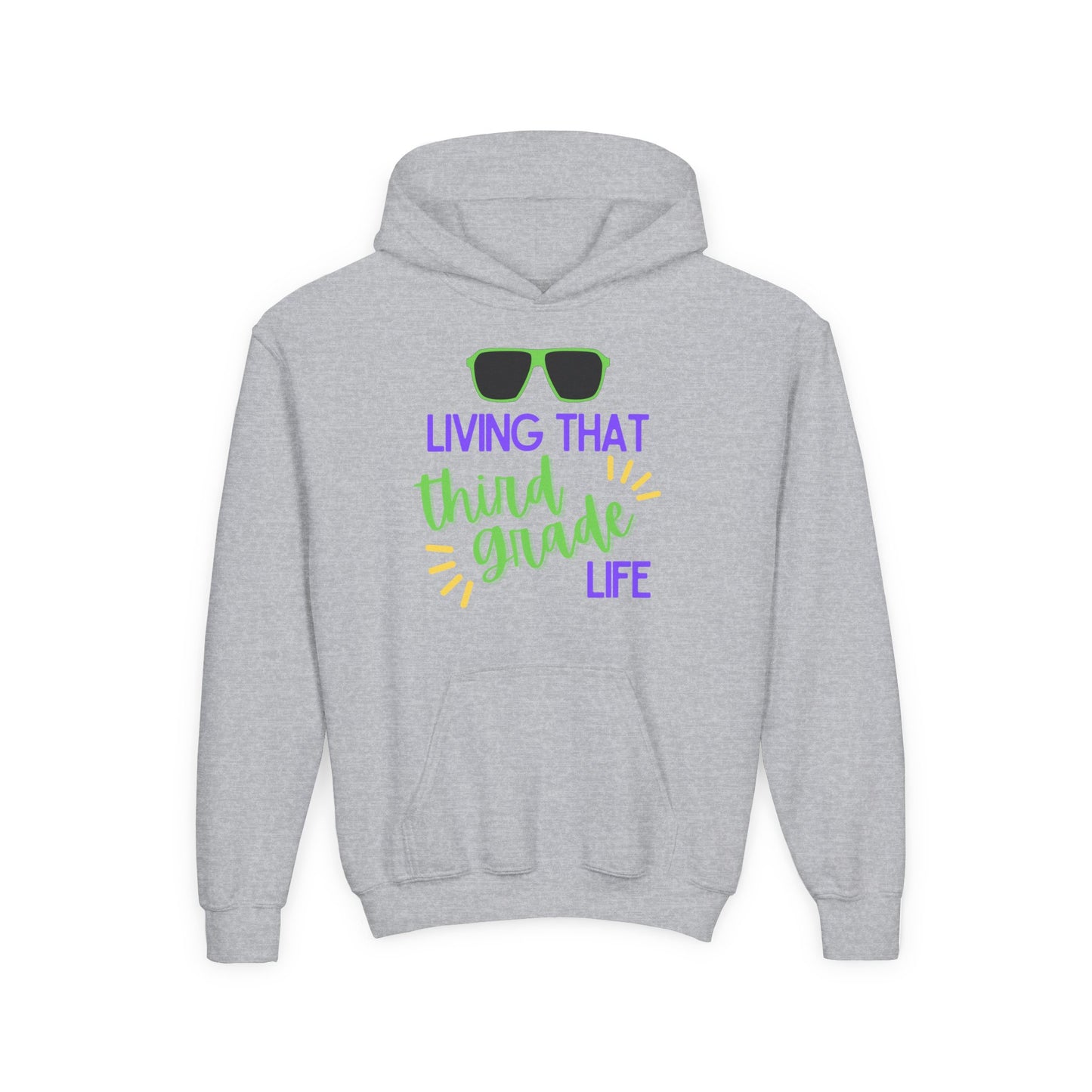 Cool Third Grade Hoodie for Youth, Back to School Gift, Trendy Kids Sweatshirt, Living that Third Grade Life, Fun School Spirit Wear