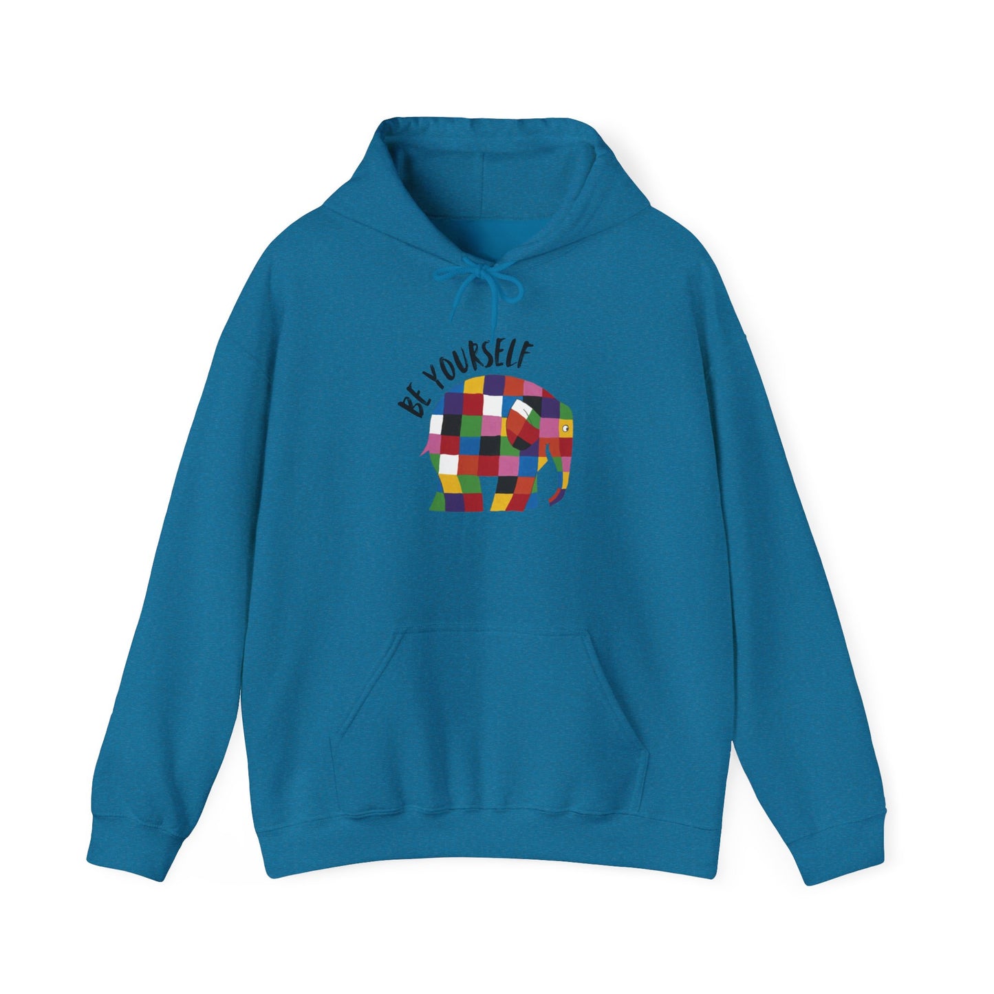 Patchwork Elephant Unisex Hoodie, Elmer the Elephant Sweatshirt, Be Yourself Hooded Jumper, Gender Neutral Hoodie, Colorful Cartoon Sweater