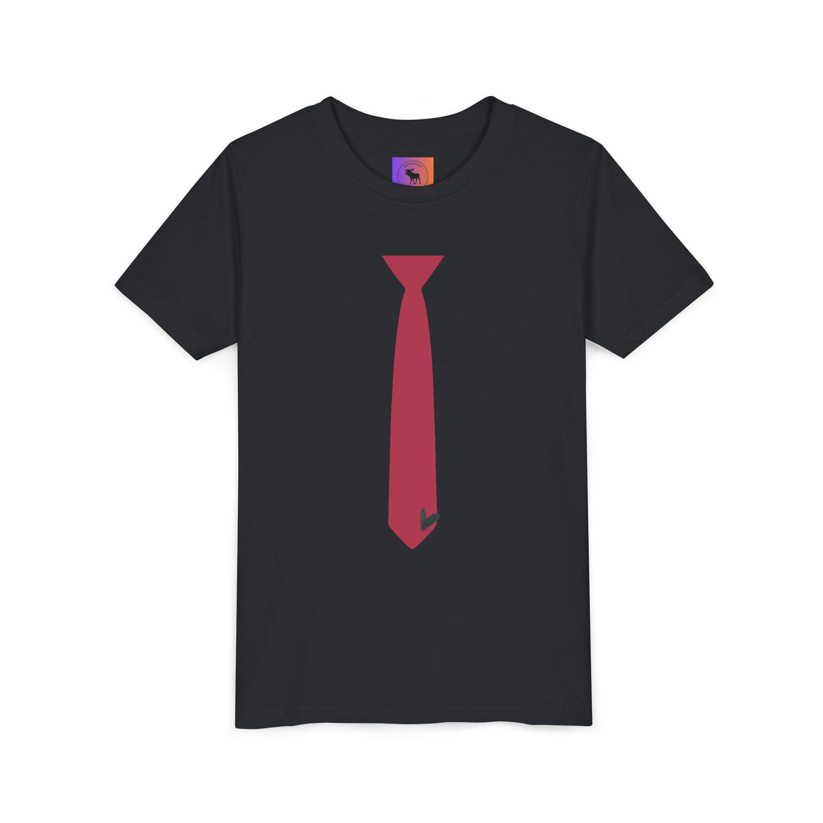Youth Tie Graphic Tee – Red Necktie Costume Shirt for Kids with heart