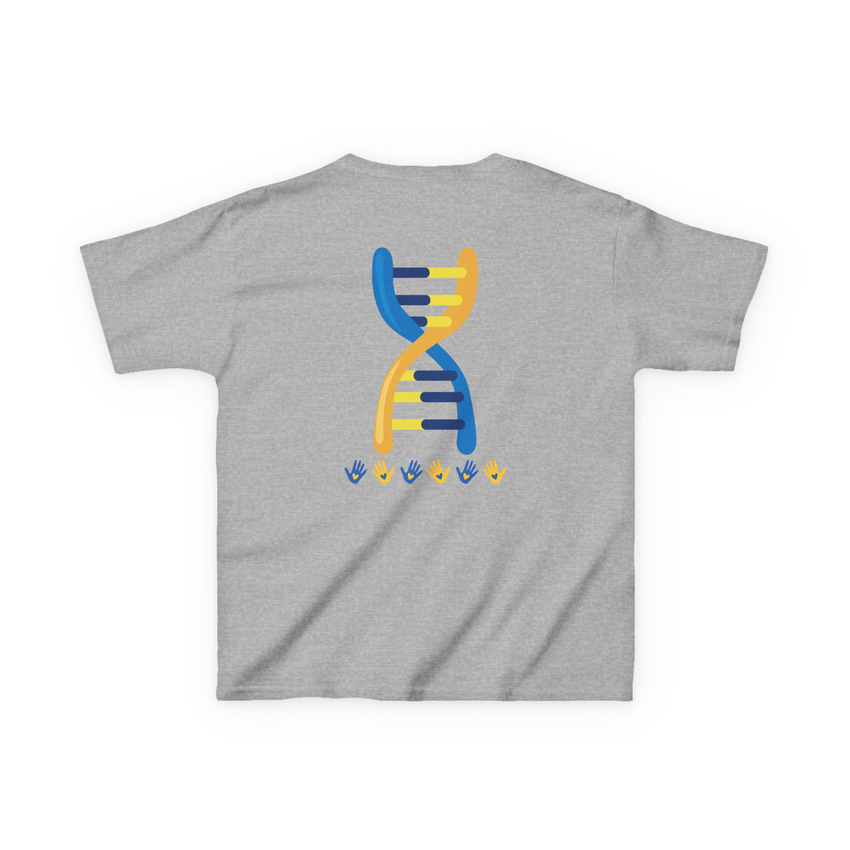 Kids Tee — Blue & Yellow DNA Hearts Design Down Syndrome Awareness,  DS