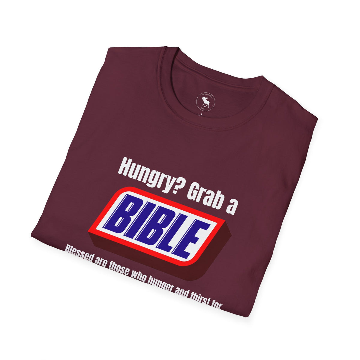 Bible Snack Tee — "Hungry? Grab a Bible" Christian T-Shirt (Matthew 5:6)