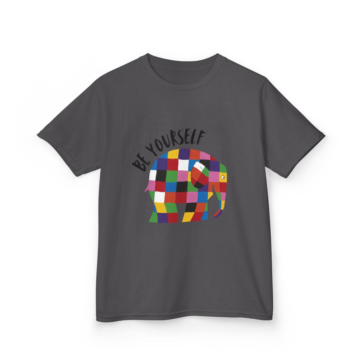 Kids Heavy Cotton™ Tee, Elmer the Patchwork Elephant T-Shirt, Children's Clothing, Cute Animal Print Top, Kids Birthday Gift, Youth