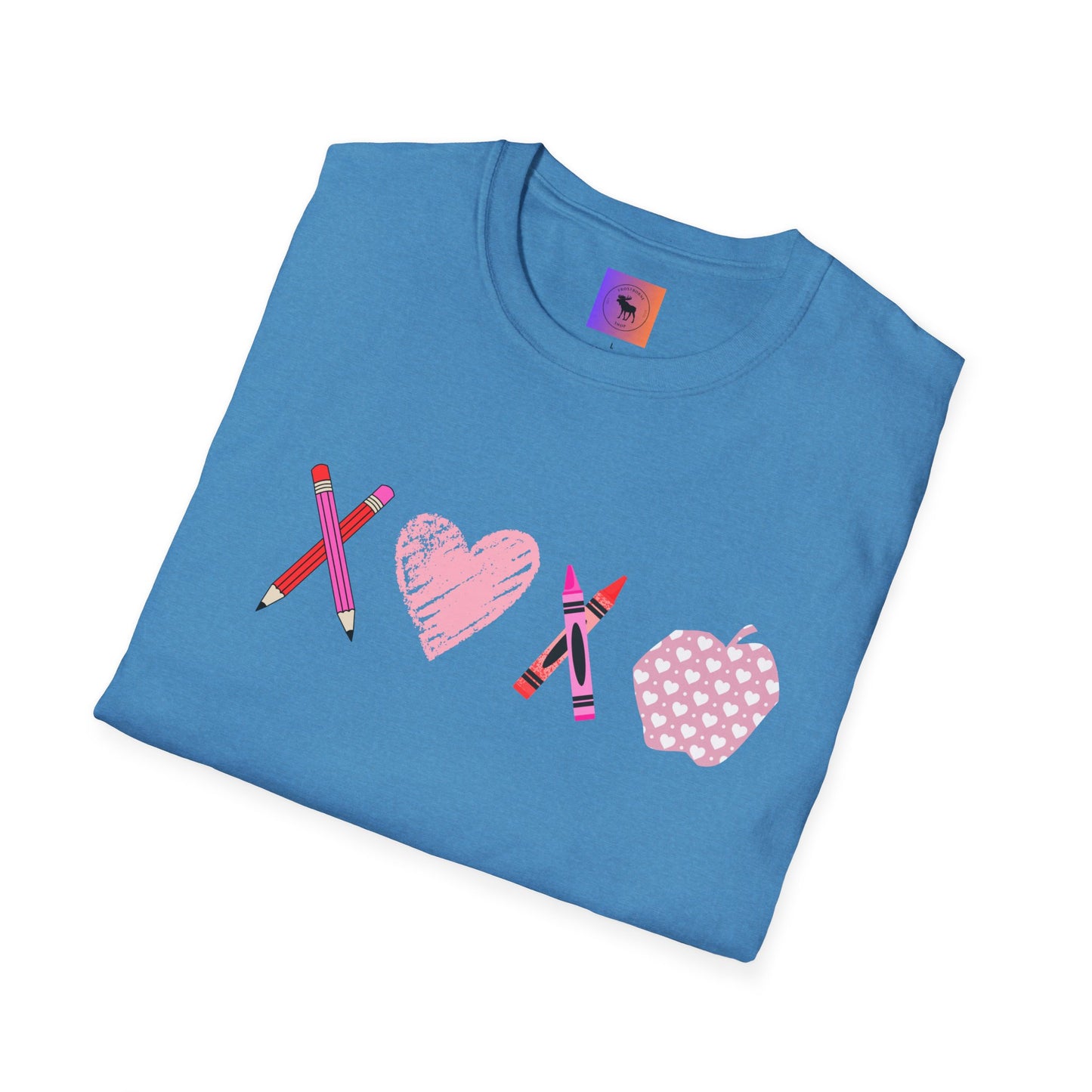 Teacher Valentine T-Shirt — Pencils, Crayon Apple & XOXO