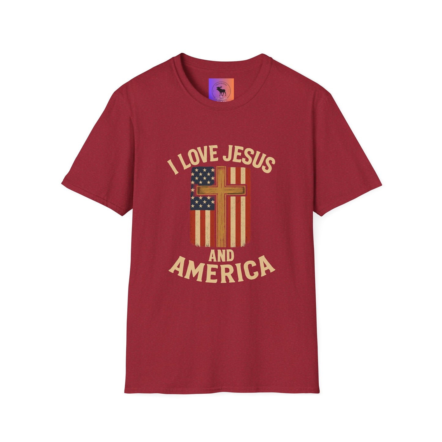 I Love Jesus and America Unisex T-Shirt, Faith Apparel, Patriotic Tee, Religious Clothing, Gifts for Christians, Fourth of July Shirt