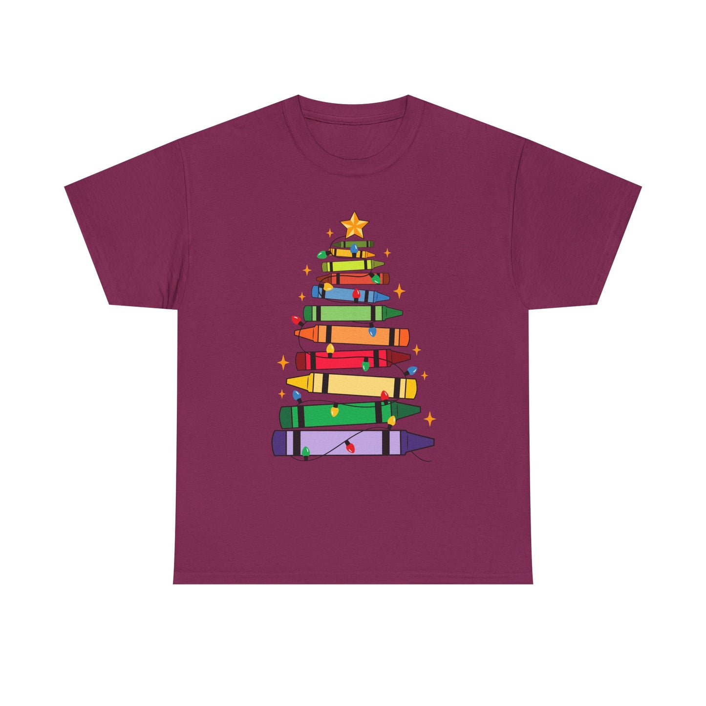Crayon Tree Teacher Unisex Tee for Christmas Gift, Homeschool T-Shirt, Holiday Apparel, Educator Present, School Tee Shirt