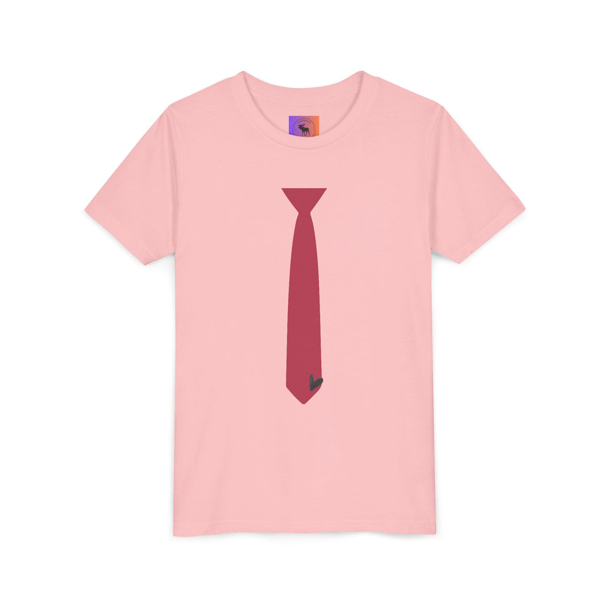 Youth Tie Graphic Tee – Red Necktie Costume Shirt for Kids with heart