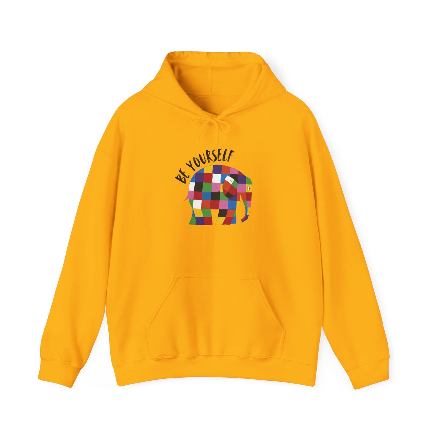 Patchwork Elephant Unisex Hoodie, Elmer the Elephant Sweatshirt, Be Yourself Hooded Jumper, Gender Neutral Hoodie, Colorful Cartoon Sweater