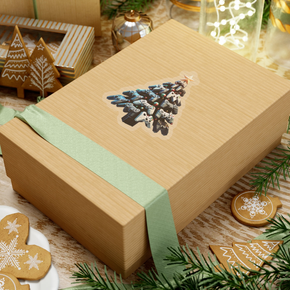 console controller Christmas tree Kiss-Cut Stickers