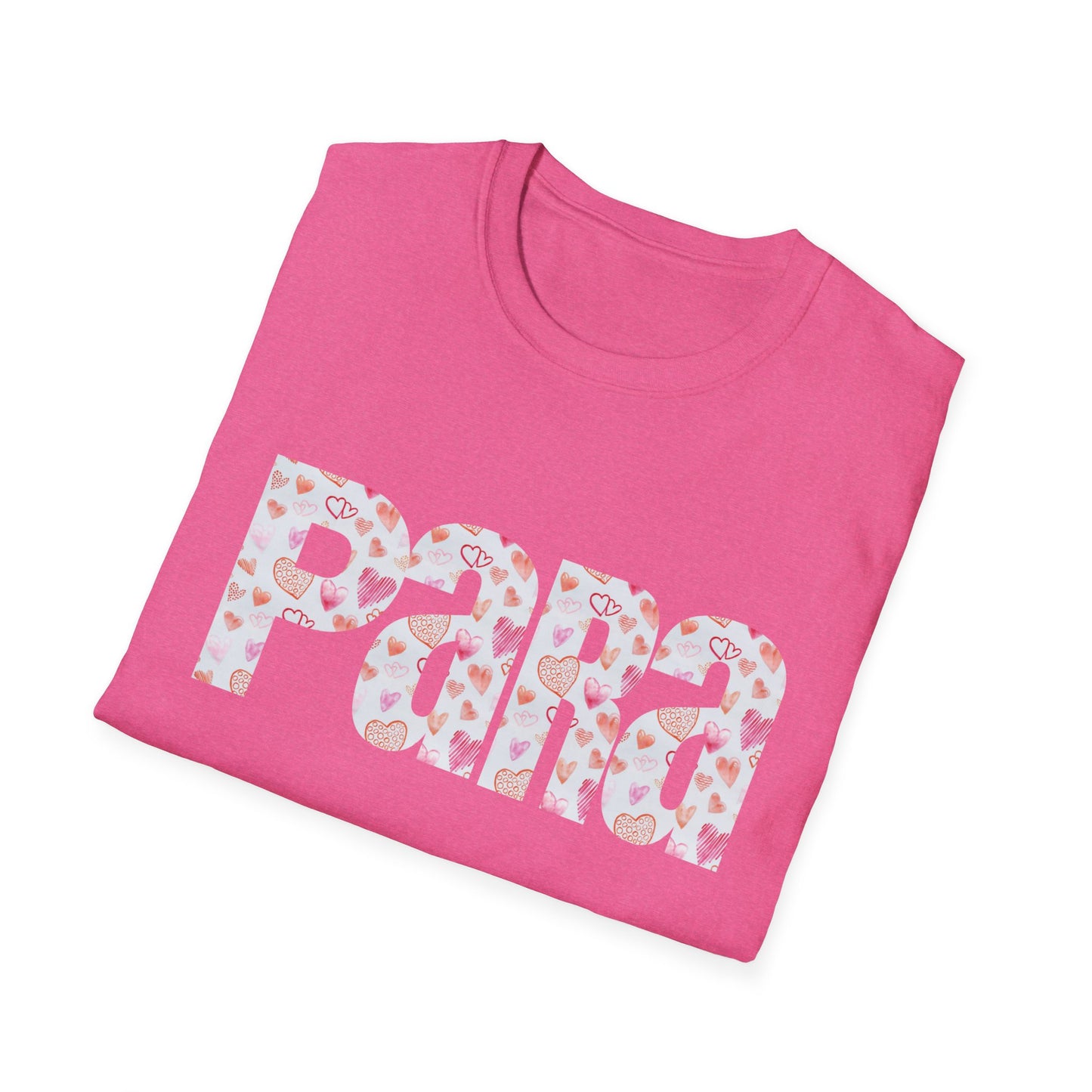Para heart Text T-Shirt — Pink heart Pattern Graphic Tee