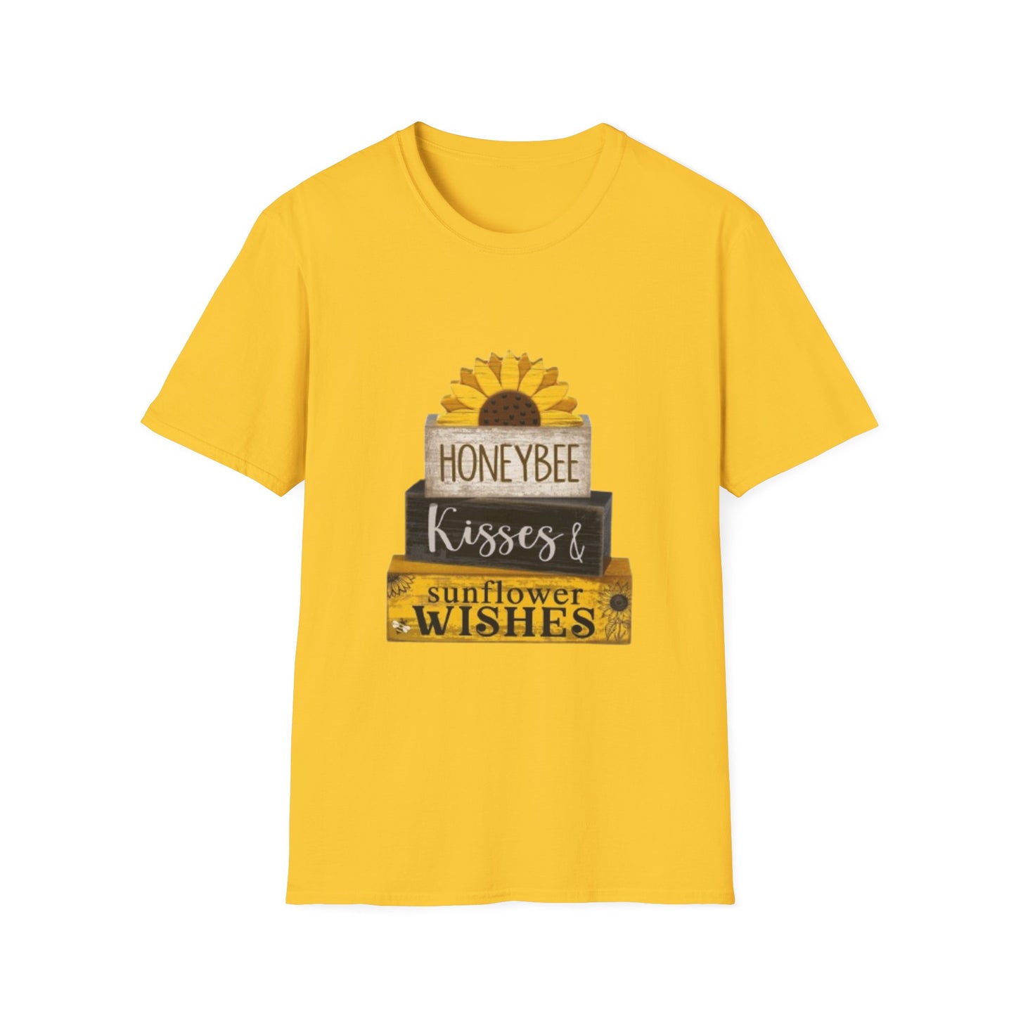 Sunflower & Honeybee T-Shirt — "Honeybee Kisses & Sunflower Wishes" Farmhouse Tee