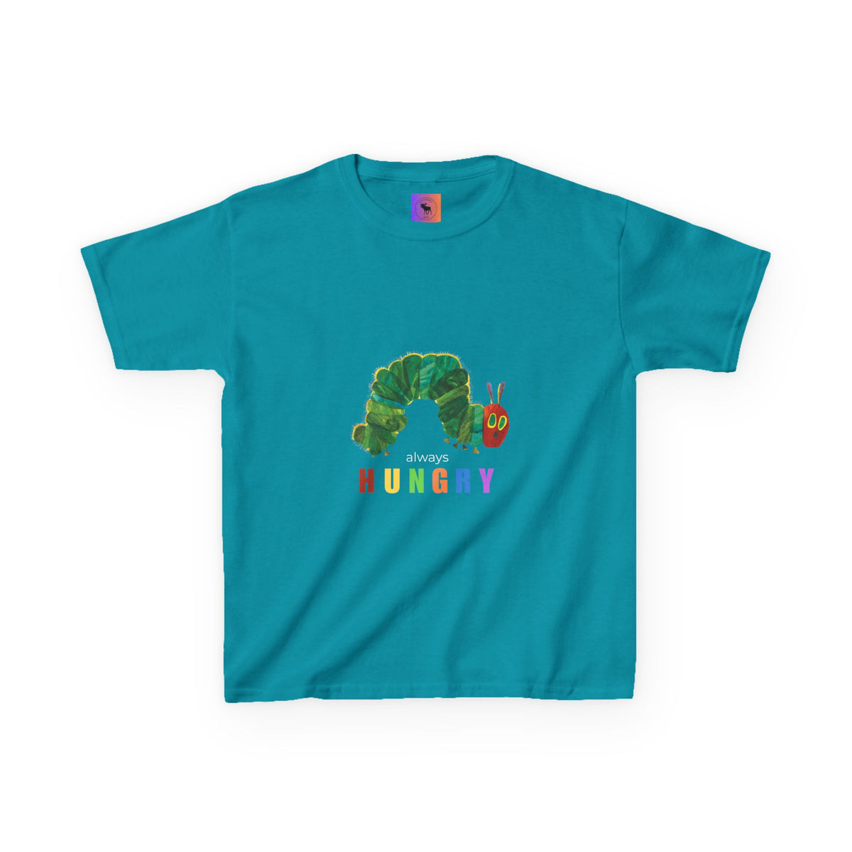 Kids Tee — "Always Hungry" Colorful Caterpillar Graphic
