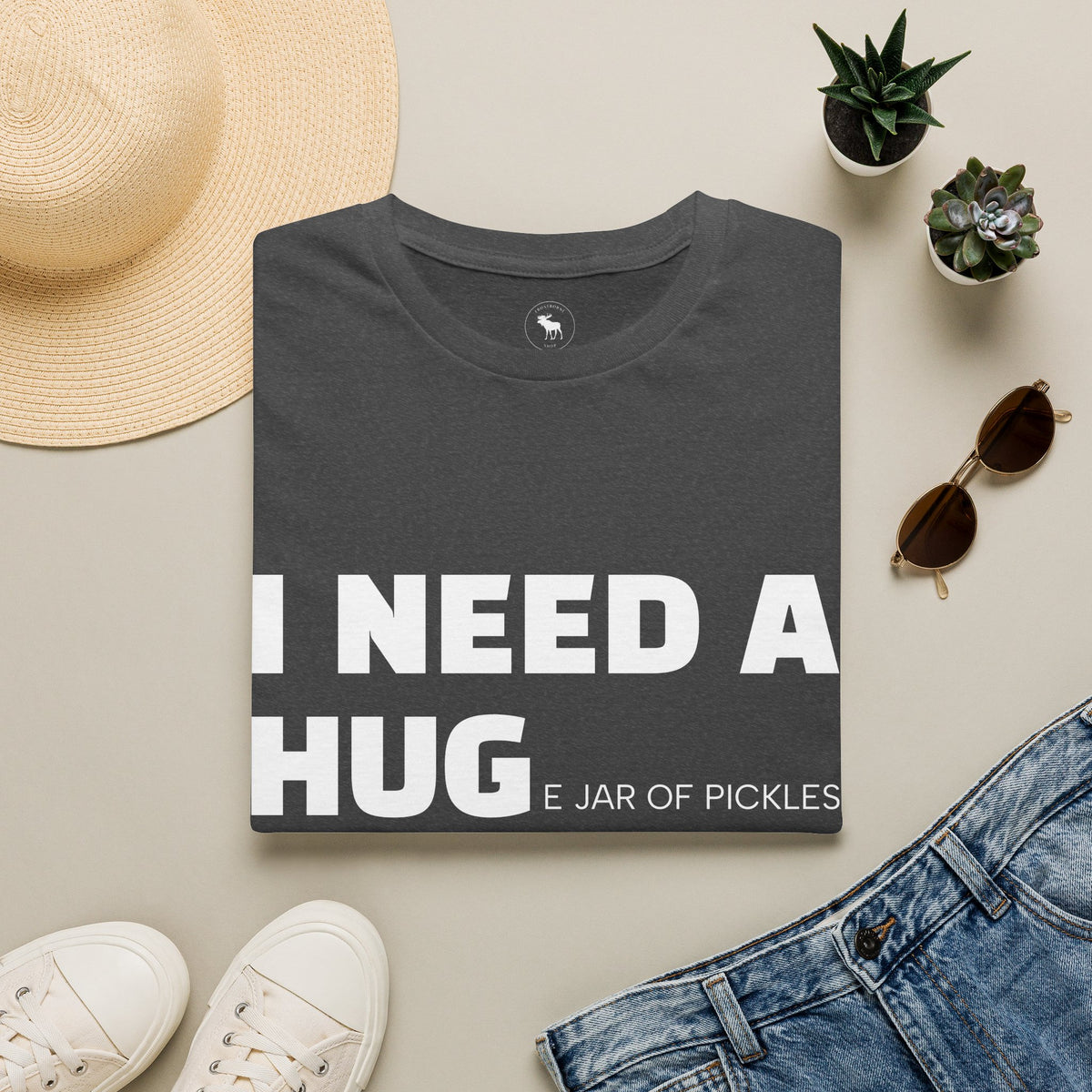 I Need A Hug T-Shirt — Funny "I Need a Hug (or a Jar of Pickles)" Graphic Tee