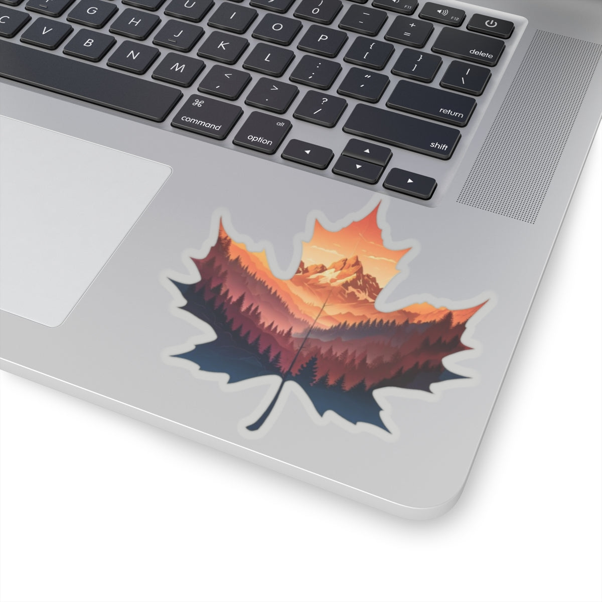 leaf shaped mountain sunset Kiss-Cut Stickers