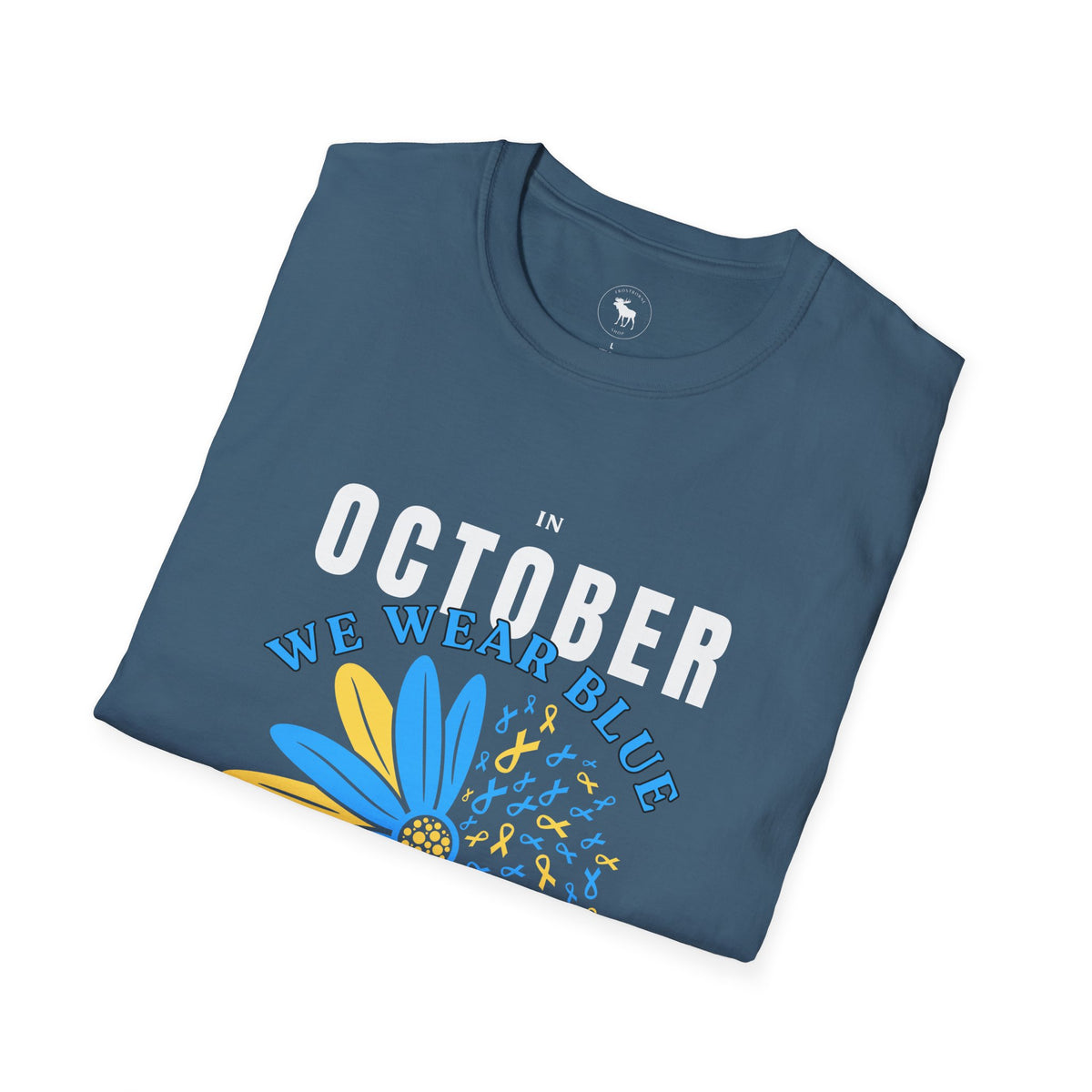 October We Wear Blue and Yellow T-Shirt — Down Syndrome Awareness Daisy Tee