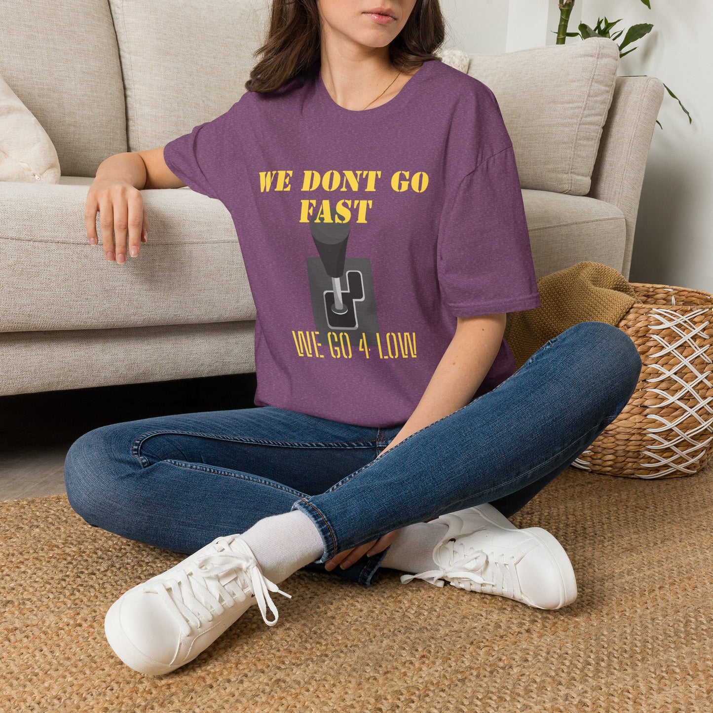 T‑Shirt — “We Don’t Go Fast” Retro Gearshift Tee