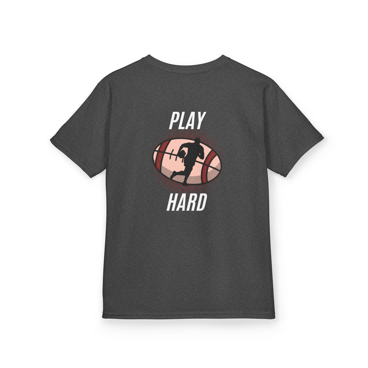 Kids Tee — 'Play Hard' Football Graphic Shirt