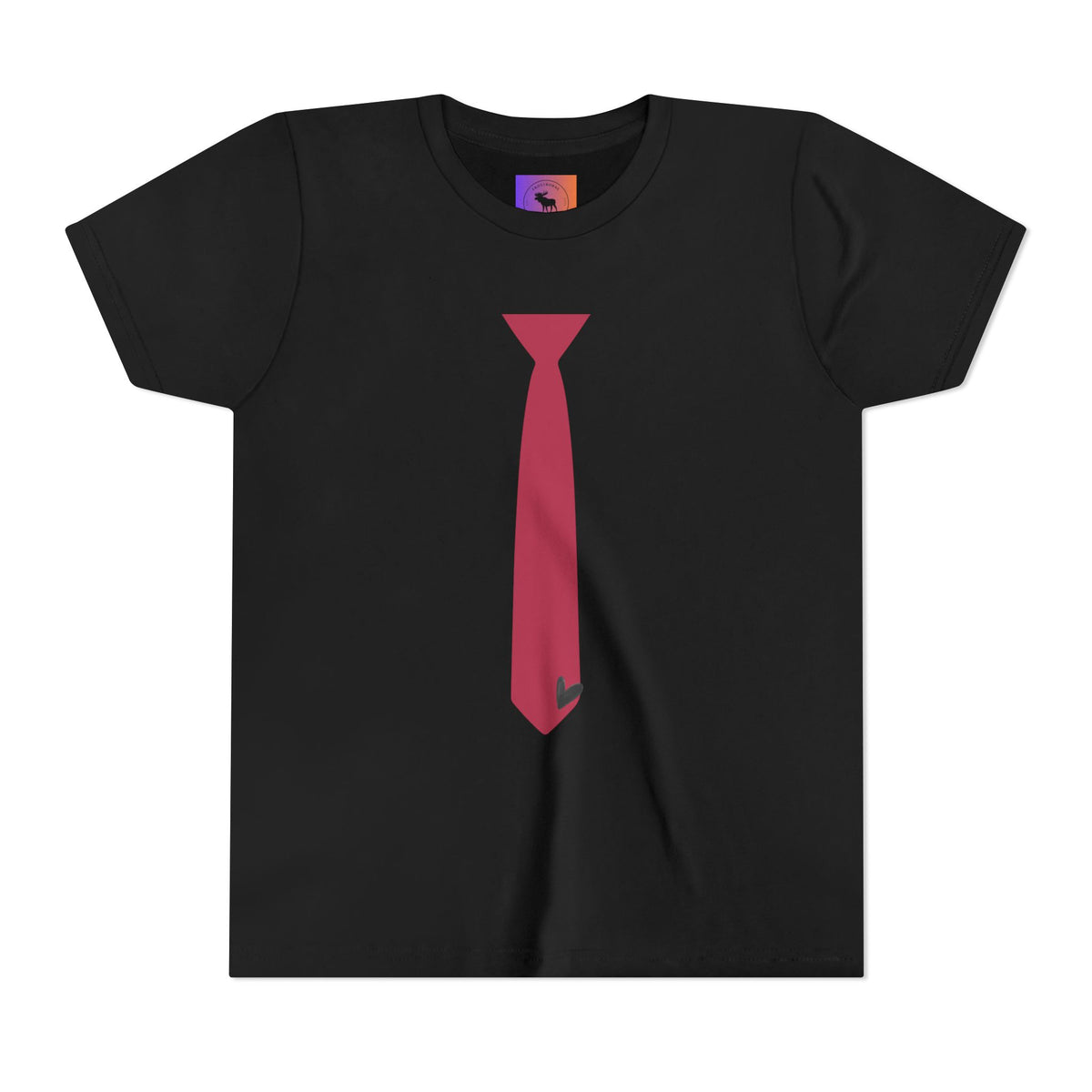 Youth Tie Graphic Tee – Red Necktie Costume Shirt for Kids with heart
