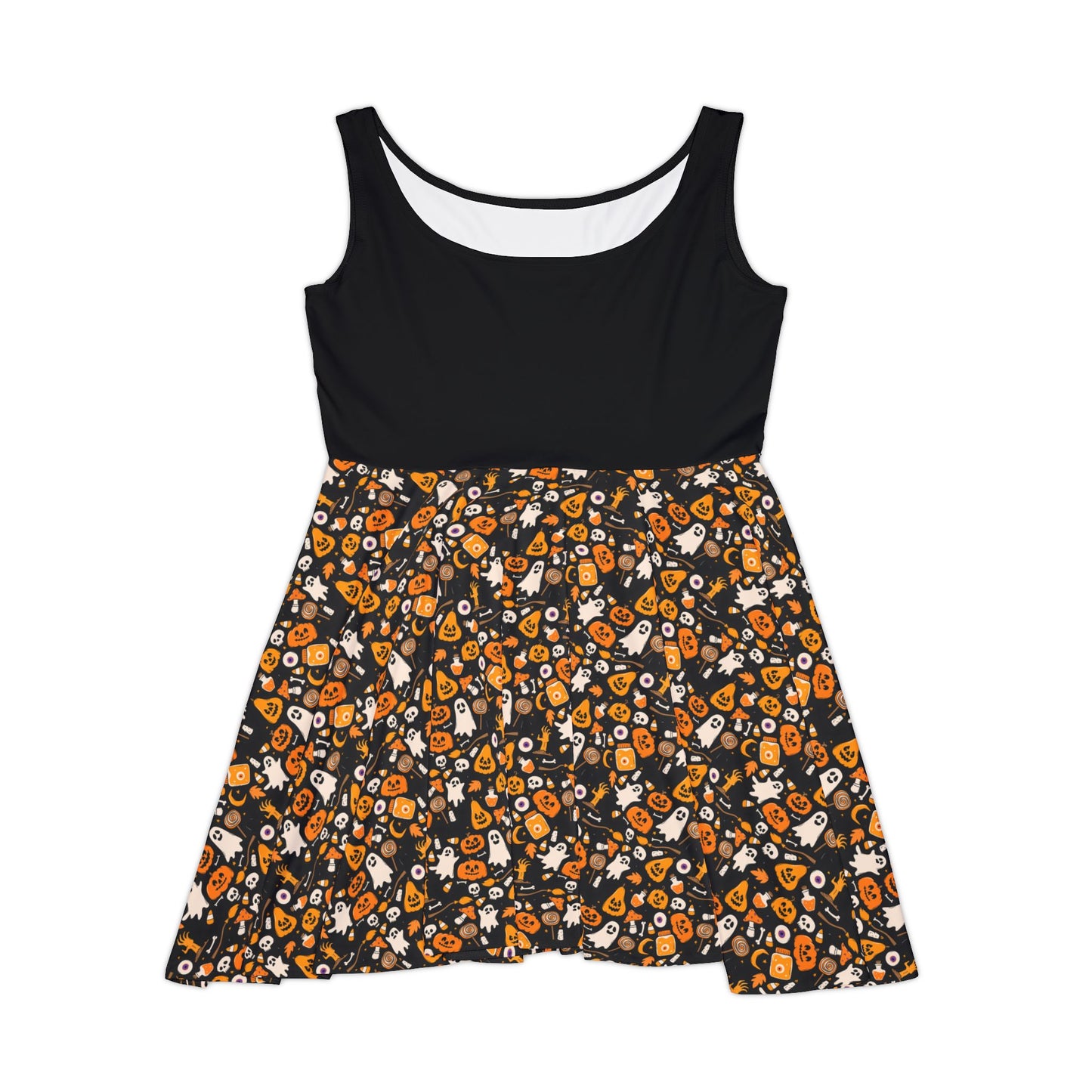 Women's pattern Halloween Skater Dress, Fun Fall Dress, Cute Party Dress, Spooky Theme Dress, Autumn Fashion, Halloween Outfit, matching family