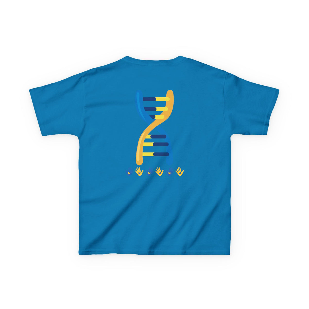 Kids Tee — Blue & Yellow DNA Hearts Design Down Syndrome Awareness,  DS