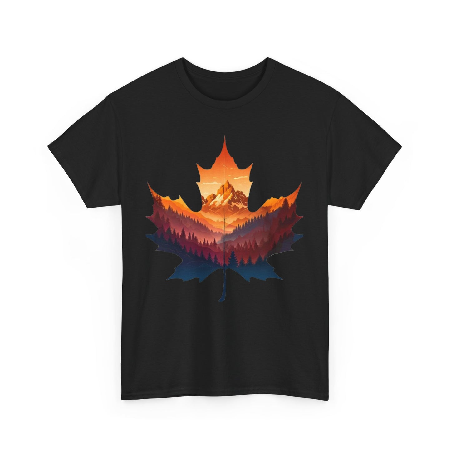 Sunset Leaf Unisex Tee, Mountain Graphic T-Shirt, Nature Lover Cotton Shirt, Outdoor Adventure Clothing, Hiking Apparel